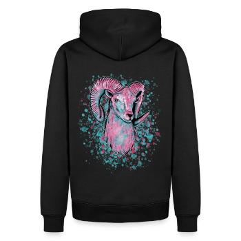 Widder Vaporwave - Männer Premium Bio Hoodie - Schwarz - Hinten - Nico (187cm)