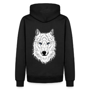 Polarwolf Wolf Blaue Augen - Männer Premium Bio Hoodie - Schwarz - Hinten - Nico (187cm)