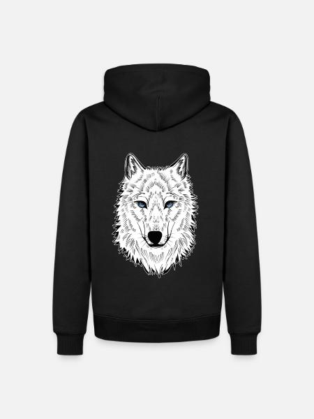 Polar Wolf Blue Eyes - Men’s Premium Organic Hoodie - black