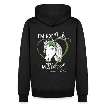 Fan de cheval religieux chrétien - Sweat à capuche Premium bio Homme - noir - Dos - Nico (187cm)