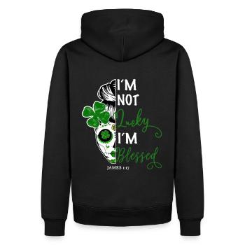 Verset religieux chrétien - Sweat à capuche Premium bio Homme - noir - Dos - Nico (187cm)