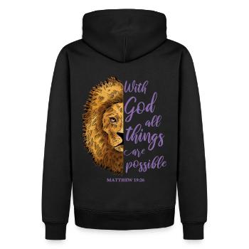 Citation pertinente Léo - Sweat à capuche Premium bio Homme - noir - Dos - Nico (187cm)