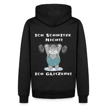Ich schwitze nicht ich glitzere Krafsportler - Männer Premium Bio Hoodie - Schwarz - Hinten - Nico (187cm)