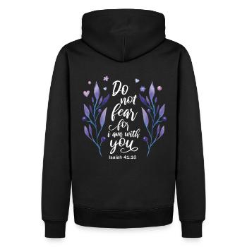 Citation religieuse : Chrétien - Sweat à capuche Premium bio Homme - noir - Dos - Nico (187cm)