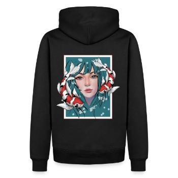 Anime Koi - Männer Premium Bio Hoodie - Schwarz - Hinten - Nico (187cm)