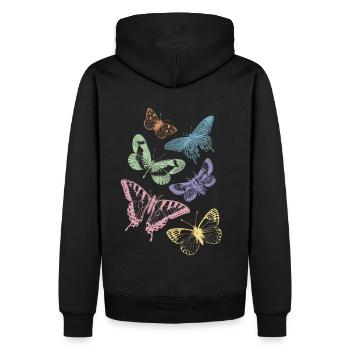 Bunte Schmetterlinge - Männer Premium Bio Hoodie - Schwarz - Hinten - Nico (187cm)