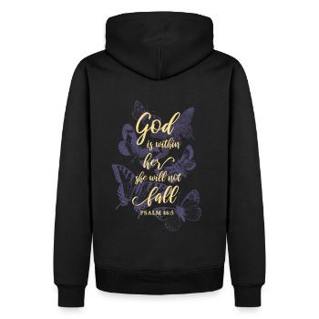Schmetterlinge Bibelvers Christlich - Männer Premium Bio Hoodie - Schwarz - Hinten - Nico (187cm)