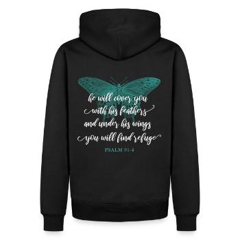 Citation chrétienne verset biblique Religieux - Sweat à capuche Premium bio Homme - noir - Dos - Nico (187cm)