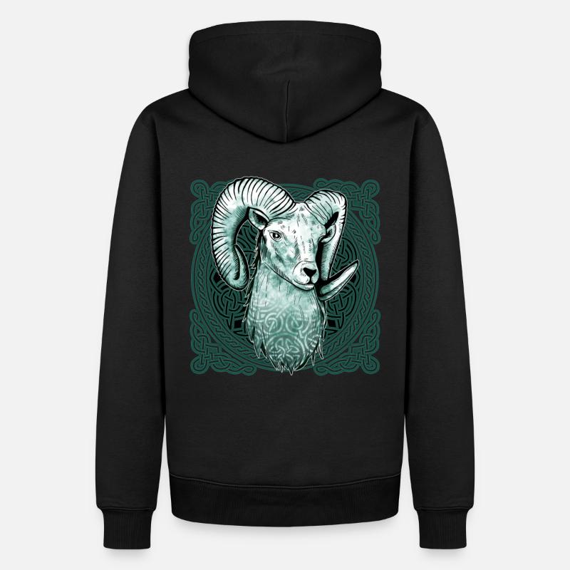 Widder Keltisches Knotenmuster - Männer Premium Bio Hoodie - Schwarz