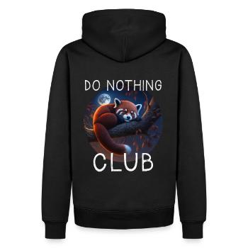 Do Nothing Club Roter Panda - Männer Premium Bio Hoodie - Schwarz - Hinten - Nico (187cm)