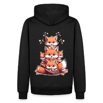 Cute foxes - Men’s Premium Organic Hoodie - black - Back - Nico (187cm)