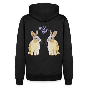 Rabbit pair, bunny, bunny, - Men’s Premium Organic Hoodie - black - Back - Nico (187cm)