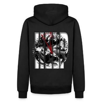 HILFE Uhr Natur Klima Umweltschutz - Männer Premium Bio Hoodie - Schwarz - Hinten - Nico (187cm)