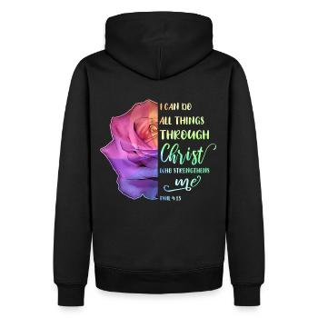 I Can Do All Things Through Christ LGBT Jésus - Sweat à capuche Premium bio Homme - noir - Dos - Nico (187cm)