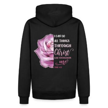I Can Do All Things Through Christ LGBT Jésus - Sweat à capuche Premium bio Homme - noir - Dos - Nico (187cm)
