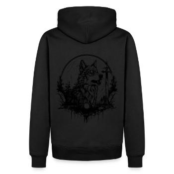 Wolf Tattoo Design - Männer Premium Bio Hoodie - Schwarz - Hinten - Nico (187cm)