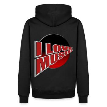 J’adore la musique - et vous? - Sweat à capuche Premium bio Homme - noir - Dos - Nico (187cm)