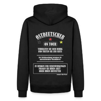 Motiv Ostdeutschland / Geschenke für Ossis - Männer Premium Bio Hoodie - Schwarz - Hinten - Nico (187cm)