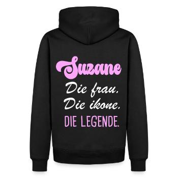 Suzanne die legende - Männer Premium Bio Hoodie - Schwarz - Hinten - Nico (187cm)