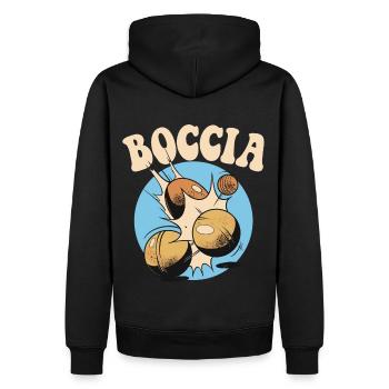 Bocciaspieler Bekleidung mit Boccia Kugeln Boccia - Männer Premium Bio Hoodie - Schwarz - Hinten - Nico (187cm)