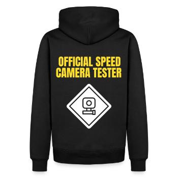 Official Speed Camera Tester - Men’s Premium Organic Hoodie - black - Back - Nico (187cm)