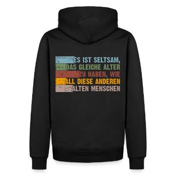 im gleichen Alter wie alte Leute - Männer Premium Bio Hoodie - Schwarz - Hinten - Nico (187cm)