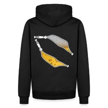 Reißverschluss mit Bier, Bier, viel, viel Bier - Männer Premium Bio Hoodie - Schwarz - Hinten - Nico (187cm)