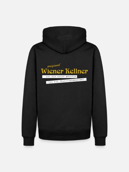 grantiger, original Wiener Kellner - Männer Premium Bio Hoodie - Schwarz