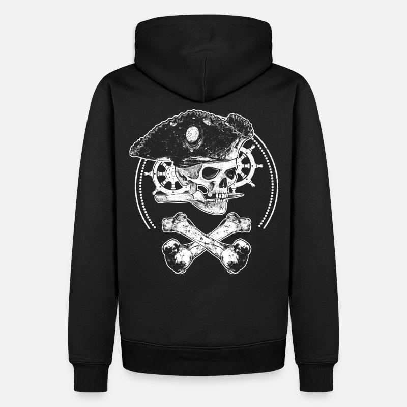 Crâne en os de pirate - Sweat à capuche Premium bio Homme - noir