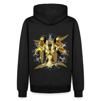Gemini Zodiac Divine Armor - Men’s Premium Organic Hoodie - black - Back - Nico (187cm)