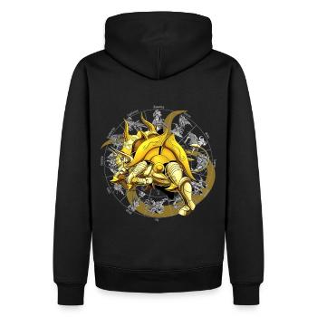 Taurus Zodiac Göttliche Rüstung - Männer Premium Bio Hoodie - Schwarz - Hinten - Nico (187cm)