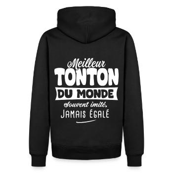 Tonton meilleu du monde cadeau parrain oncle frère - Sweat à capuche Premium bio Homme - noir - Dos - Nico (187cm)
