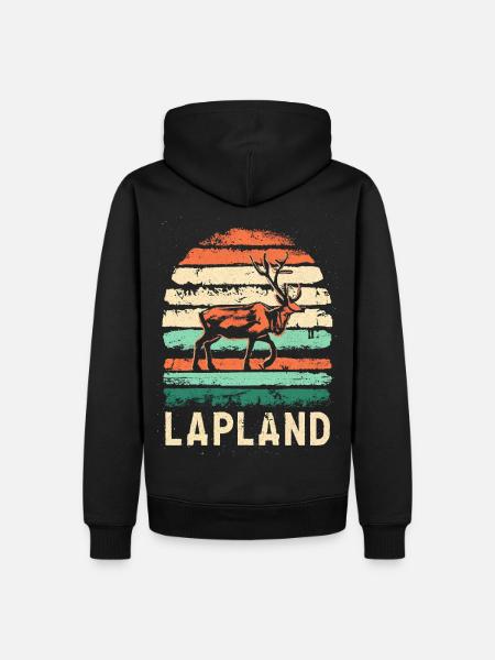 Reindeer and Sunset in Lapland Finland - Men’s Premium Organic Hoodie - black