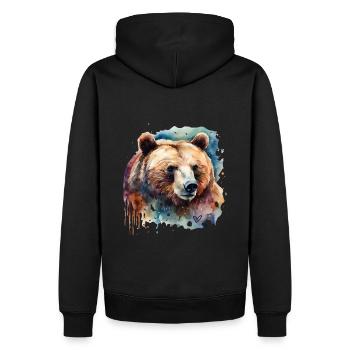ours, animal de pouvoir, force vitale, courage, instinct - Sweat à capuche Premium bio Homme - noir - Dos - Nico (187cm)