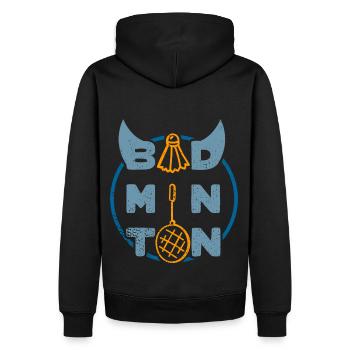 Badminton (Typo-Ball-Racket-Edition) - Sweat à capuche Premium bio Homme - noir - Dos - Nico (187cm)