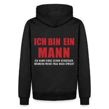 Ich bin ein Mann - Männer Premium Bio Hoodie - Schwarz - Hinten - Nico (187cm)