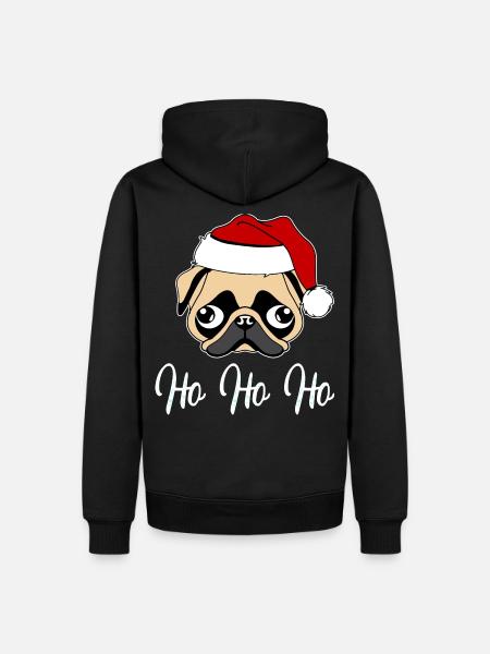 Mops Weihnachtsmann - Männer Premium Bio Hoodie - Schwarz