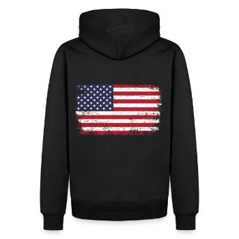 Usa Flagge - Männer Premium Bio Hoodie - Schwarz - Hinten - Nico (187cm)