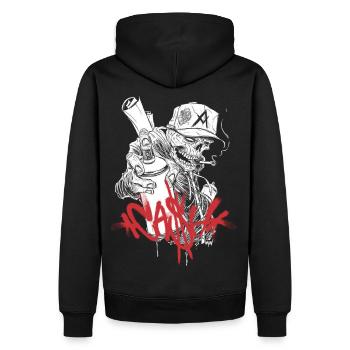BARGELD GRAFFITI RAP HIP HOP SCHÄDEL STREETART - Männer Premium Bio Hoodie - Schwarz - Hinten - Nico (187cm)
