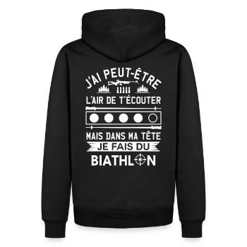Je fais du biathlon t-shirt humour biathlete - Sweat à capuche Premium bio Homme - noir - Dos - Nico (187cm)