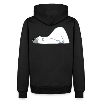 Lustiger Trickfilm Eisbär von Cheerful Madness!! - Männer Premium Bio Hoodie - Schwarz - Hinten - Nico (187cm)