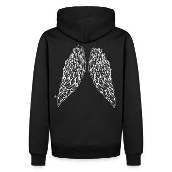 Farbsöldner - Flügel - Engelsflügel - Männer Premium Bio Hoodie - Schwarz - Hinten - Nico (187cm)