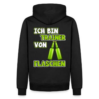 Ich bin Trainer von Flaschen | Lustig Spruch Coach - Männer Premium Bio Hoodie - Schwarz - Hinten - Nico (187cm)