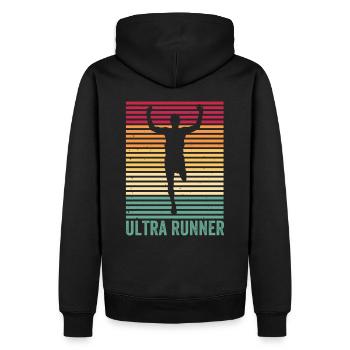 Ultramarathon Ultra Runner Jogging courir 100 km - Sweat à capuche Premium bio Homme - noir - Dos - Nico (187cm)