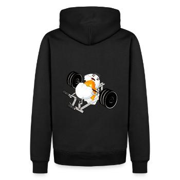 funny fitness egg / funny egg - Men’s Premium Organic Hoodie - black - Back - Nico (187cm)