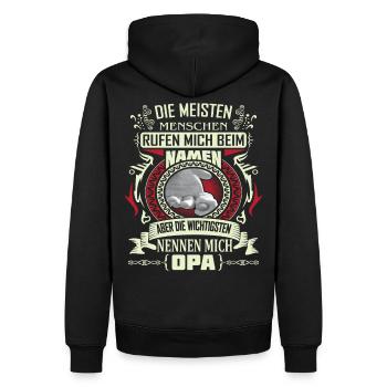 Die wichtigsten nennen mich Opa Alten Mann - Männer Premium Bio Hoodie - Schwarz - Hinten - Nico (187cm)