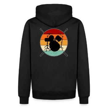 Batterie pilons rétro coucher de soleil - Sweat à capuche Premium bio Homme - noir - Dos - Nico (187cm)