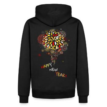 bonne année - Sweat à capuche Premium bio Homme - noir - Dos - Nico (187cm)