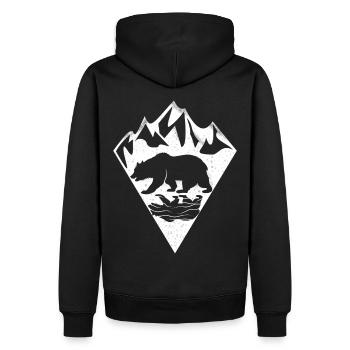 Paysage de montagnes d'ours - Sweat à capuche Premium bio Homme - noir - Dos - Nico (187cm)