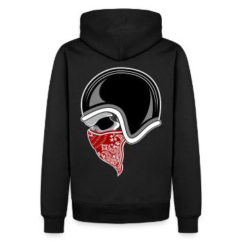 Motorrad totenkopf red bandana - Männer Premium Bio Hoodie - Schwarz - Hinten - Nico (187cm)